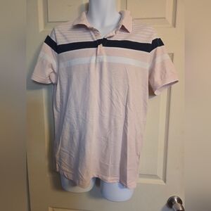 Michael Kors Men's Pink Stripe Polo Shirt Large